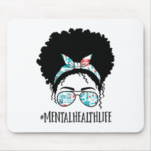 Gezondheid Zwart Afro Messy Bun Crew Afro Amerikaa Muismat
