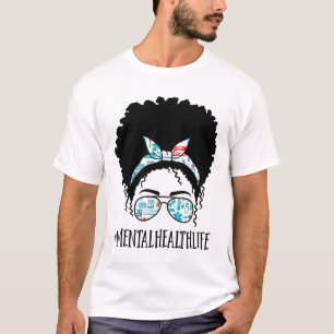 Gezondheid Zwart Afro Messy Bun Crew Afro Amerikaa T-shirt