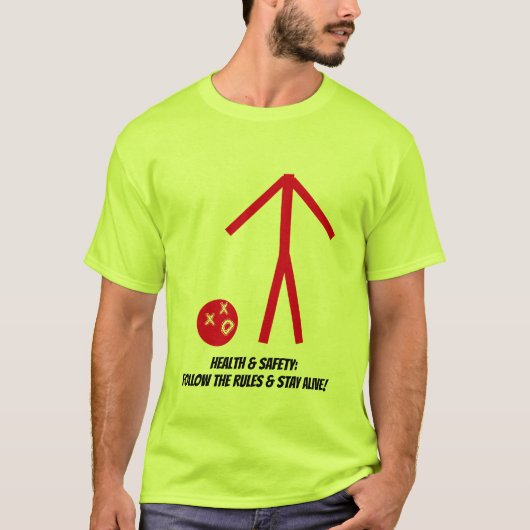 Gezondheids- en veiligheidsbericht op een t-shirt (Voorkant)