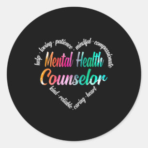 Gezondheidsadviseur Hart Woord Cloud Waterverf Reg Ronde Sticker