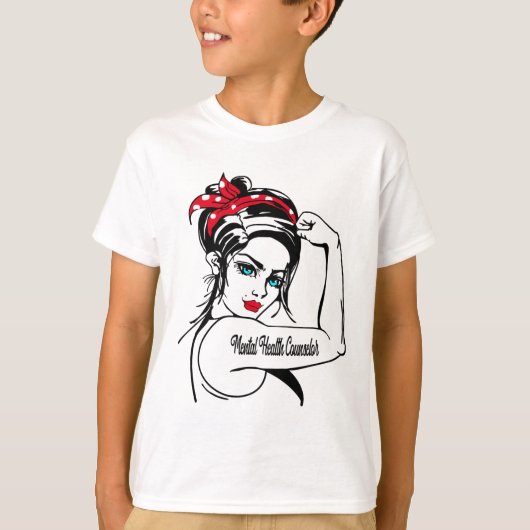 Gezondheidsadviseur Rosie de Riveter omhoog T-shirt (Voorkant)