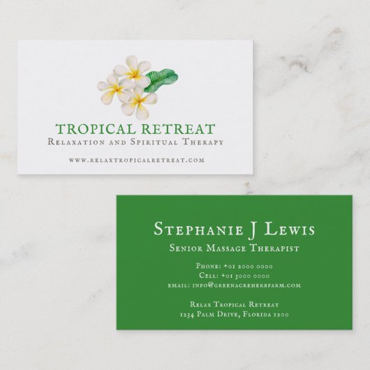 Gezondheidsbedrijf frangipani art visitekaartje (Voorkant / Achterkant)