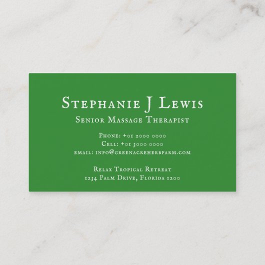 Gezondheidsbedrijf frangipani art visitekaartje (Achterkant)