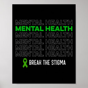 Gezondheidsbewustzijn doorbreek het stigma-lint poster