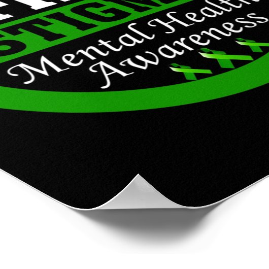 Gezondheidsbewustzijn Stop het stigma groene lint Poster (Hoek)