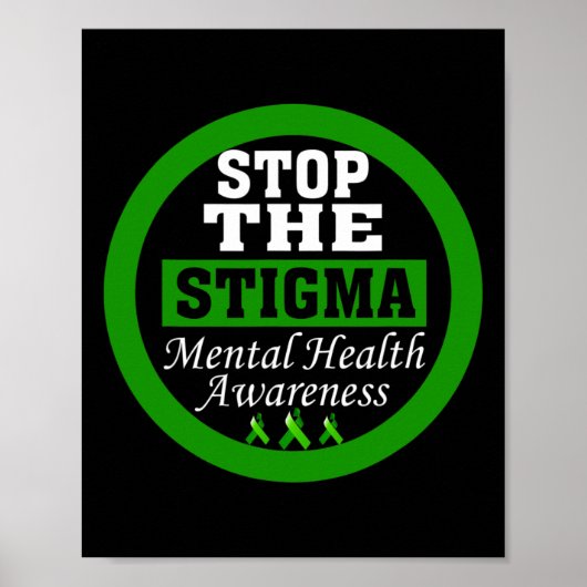 Gezondheidsbewustzijn Stop het stigma groene lint Poster (Voorkant)