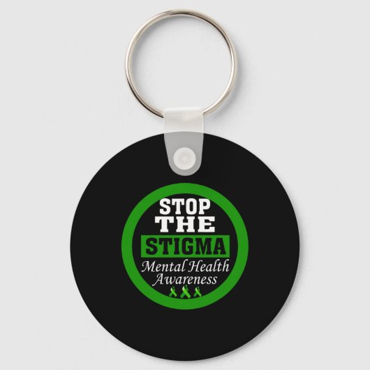 Gezondheidsbewustzijn Stop het stigma groene lint Sleutelhanger (Voorkant)