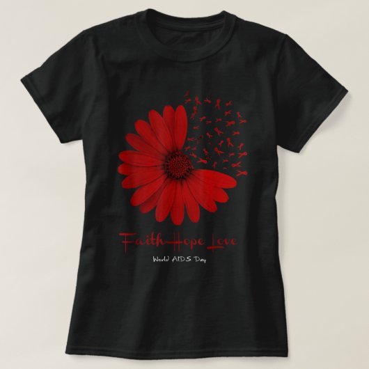 Gezondheidshoop Wereld AIDS Dag Bewustheid Daisy F T-shirt (Design voorkant)