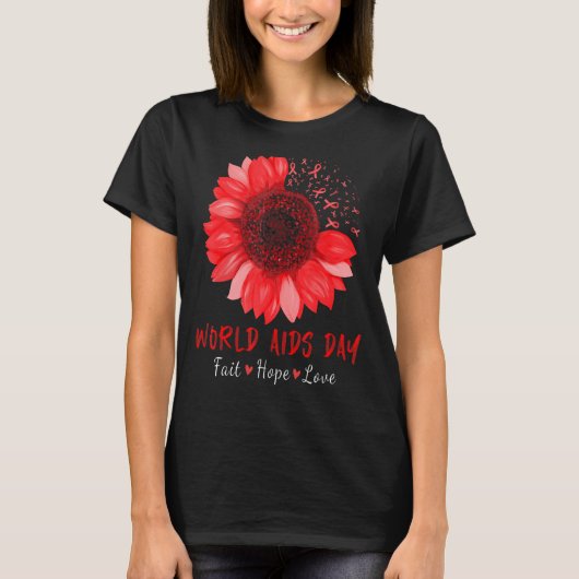 Gezondheidshoop Wereld AIDS Dag Bewustheid Daisy F T-shirt (Voorkant)