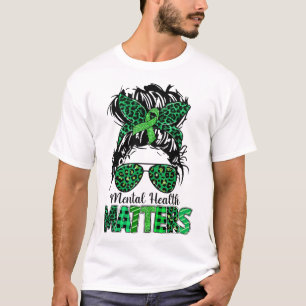 Gezondheidsproblemen Bewustzijn Messy Bun Vrouw Em T-shirt