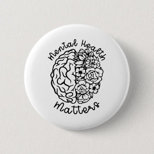 Gezondheidsproblemen Bloemen Menselijke Hersenziek Ronde Button 5,7 Cm