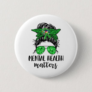 Gezondheidsproblemen Messy Bun Gift Mental Health Ronde Button 5,7 Cm