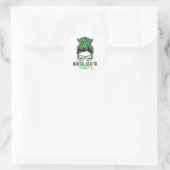 Gezondheidsproblemen Messy Bun Vrouw Neurodiversit Ronde Sticker (Tas)