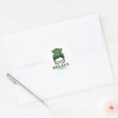 Gezondheidsproblemen Messy Bun Vrouw Neurodiversit Ronde Sticker (Envelop)