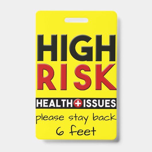 Gezondheidsproblemen met een hoog risico badge (Voorzijde)