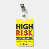 Gezondheidsproblemen met een hoog risico badge (Achterkant met clip)