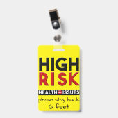 Gezondheidsproblemen met een hoog risico badge (Voorzijde met clip)