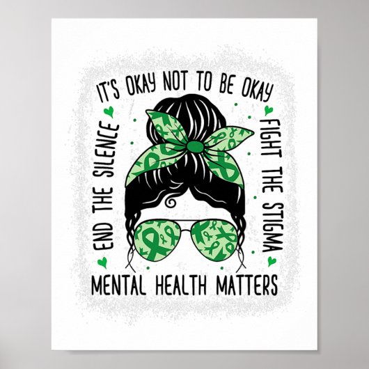 Gezondheidsproblemen rommelig Bun Mental Health Aw Poster (Voorkant)