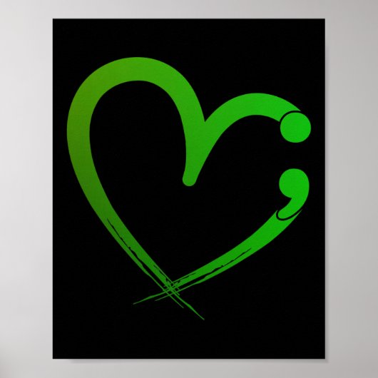 Gezondheidsproblemen Semicolon Hartbewustzijn Maan Poster (Voorkant)