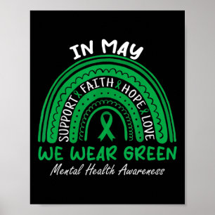 Gezondheidsproblemen We Draag Green Mental Health  Poster