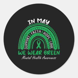Gezondheidsproblemen We Draag Green Mental Health Ronde Sticker