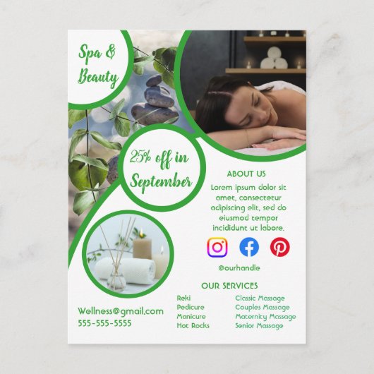 gezondheidsspa poster flyer wellness center fitnes briefkaart (Voorkant)