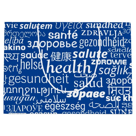 Gezondheidstekst Multilanguage Blue Gift Bag Uw kl Groot Cadeauzakje (Voorkant)