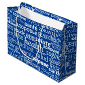 Gezondheidstekst Multilanguage Blue Gift Bag Uw kl Groot Cadeauzakje (Voorkant Gekanteld)