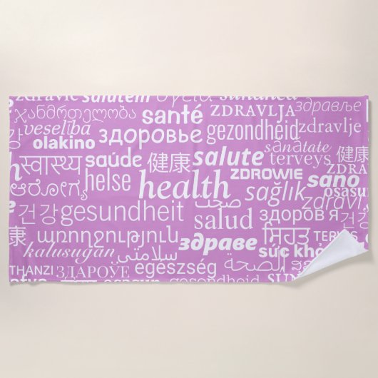 Gezondheidstekst Multitaal Word Beach Towel Strandlaken (Voorkant)