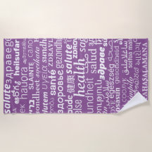 Gezondheidstekst Paarse strandhanddoek of kies kle