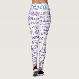 Gezondheidstekst Paarse witte Leggings of kies kle