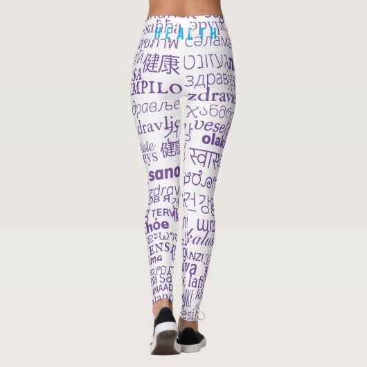 Gezondheidstekst Paarse witte Leggings of kies kle (Achterkant)
