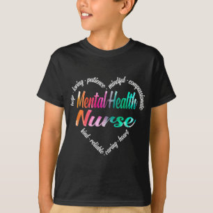 Gezondheidsverpleegster Hart Woordwolk Waterverf R T-shirt