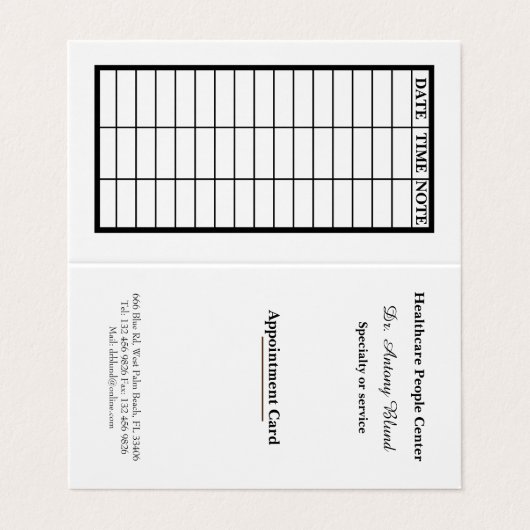 Gezondheidszorg Aanstellingskaarten voor patiënten Visitekaartje (Buitenkant ongevouwen)