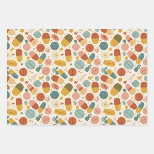 Gezondheidszorg & Apotheek Boho Earth Tone Capsule Inpakpapier Vel (Voorkant)