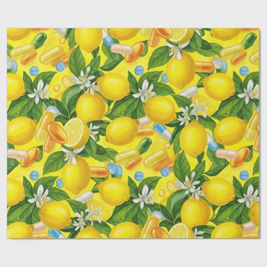 Gezondheidszorg & Apotheek Citroengele Capsule Cadeaupapier (Vlak)