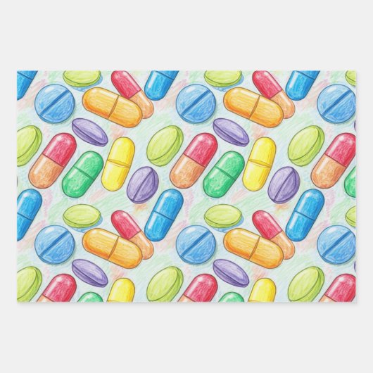Gezondheidszorg & Apotheek Kleurrijke Capsule Inpakpapier Vel (Voorkant)