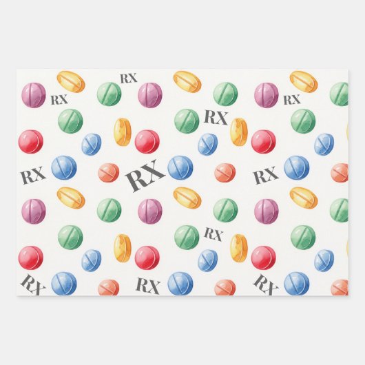 Gezondheidszorg & Apotheek Kleurrijke RX Inpakpapier Vel (Voorkant 2)