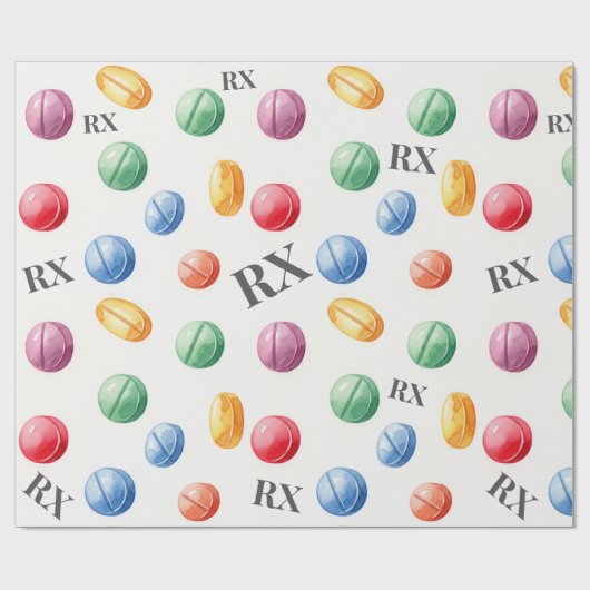 Gezondheidszorg & Apotheek Kleurrijke RX Pillen Cadeaupapier (Vlak)