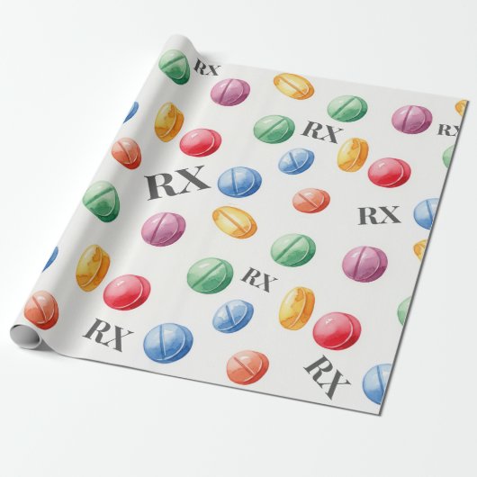 Gezondheidszorg & Apotheek Kleurrijke RX Pillen Cadeaupapier (Uitgerold)