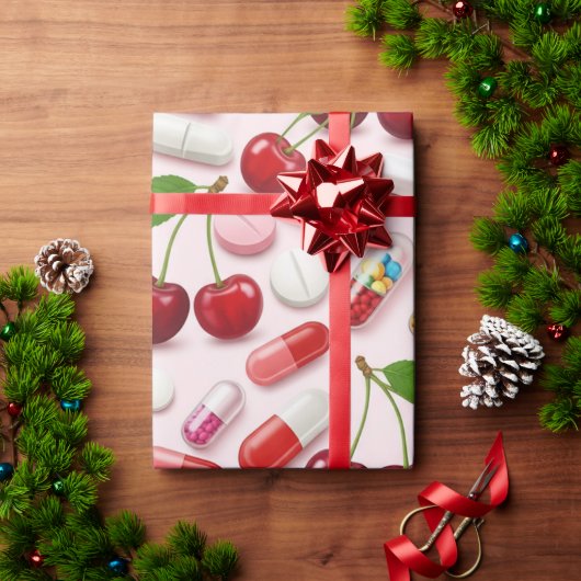 Gezondheidszorg & Apotheek Roze Kersen Capsule Cadeaupapier (Feestdagen Geschenken)