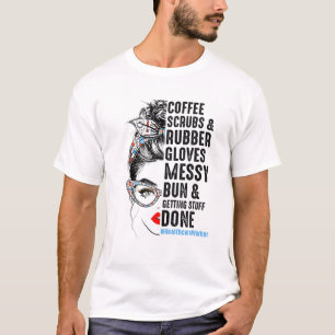 Gezondheidszorg Arbeidskoffee Rubber handschoenen T-shirt