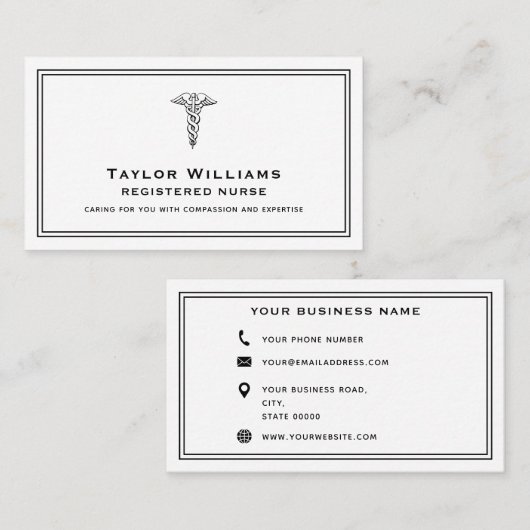 Gezondheidszorg CNA Verpleegarts Cardioloog Caduce Visitekaartje (Voorkant / Achterkant)