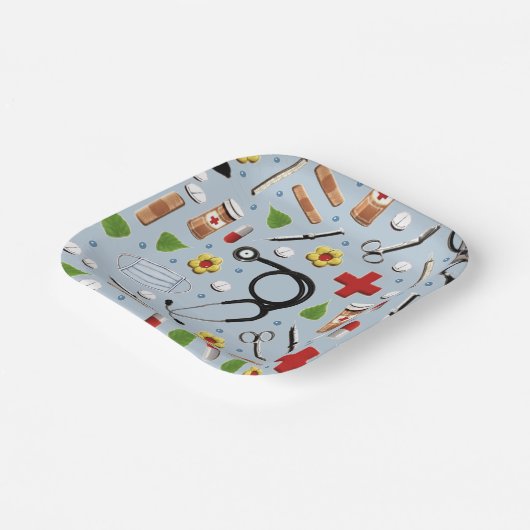 Gezondheidszorg feest papieren bordje (Gebogen)