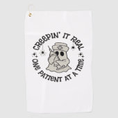 Gezondheidszorg Halloween, Creeping It Real One Pa Golfhanddoek (Voorkant)