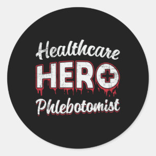 Gezondheidszorg held flebotomist verpleegkundige f ronde sticker
