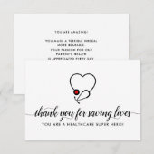 Gezondheidszorg Held Levens redden Hart Stethoscoo Bedankkaart (Voorkant / Achterkant)