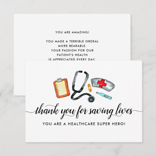 Gezondheidszorg Held Levens redden Stethoscoop Ver Bedankkaart (Voorkant / Achterkant)