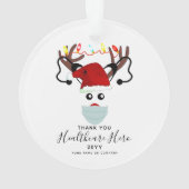 Gezondheidszorg Hero Kerstmis 2020 rendier in mask Ornament (achterkant)