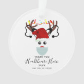 Gezondheidszorg Hero Kerstmis 2020 rendier in mask Ornament (voorkant)